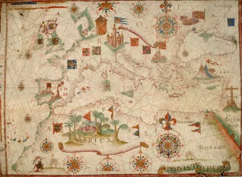 Carte nautique de la région méditerranéenne, y compris l